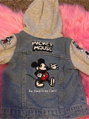 Mickey Mouse Kids Denim Jacket with Grey Hoodie